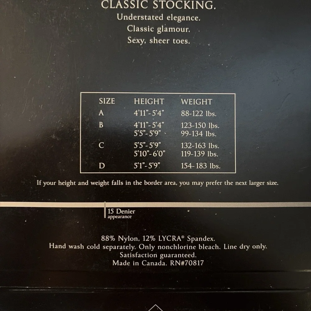 NEW Victoria's Secret Classic Stocking 15 Denier Size B Black Nylon / Spandex - Picture 3 of 4
